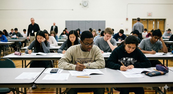 Students preparing for a standardized test